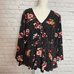 Torrid Black Floral Animal Print Blouse 3X